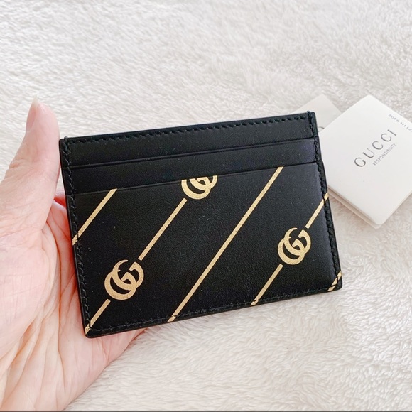NWT Authentic Gucci Gold GG Prints Card Holder - Picture 2 of 6